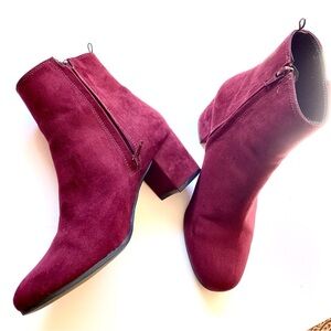Burgundy Suede Ankle Boots - Size 39/US 8 - H&M Excellent Condition